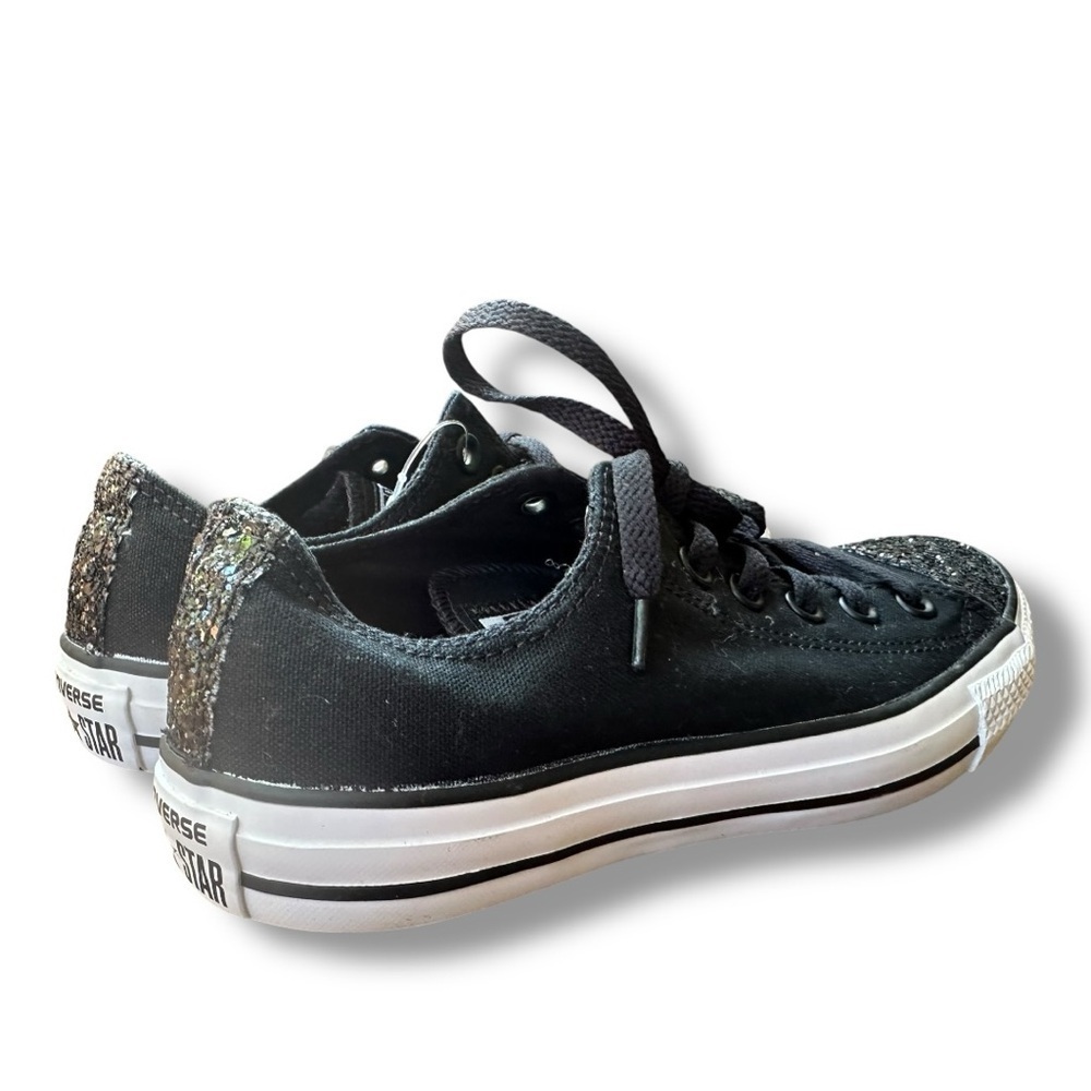 New Converse Black Glitter Toe Low Top All Star Sneakers | Women’s Size 9 - Picture 6 of 8